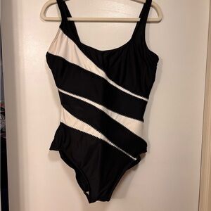 Miraclesuit Black and White Striped Kids One-Piece